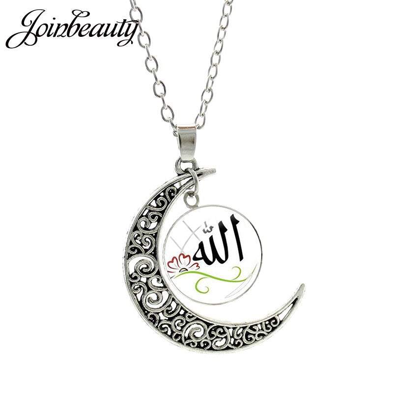 KanDam-JOINBEAUTY Islamic Muslims Allah Pattern Moon Necklace