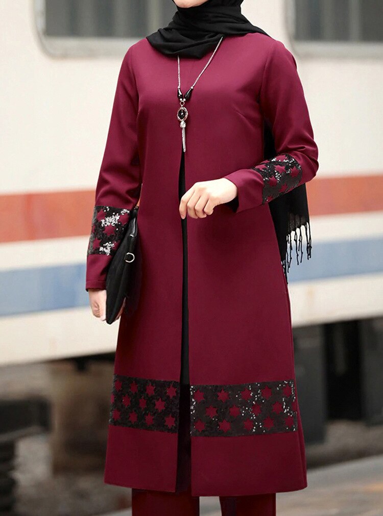 KanDam-2023 Patch Designs Chiffon Muslim Women Long Tops Islamic Sets