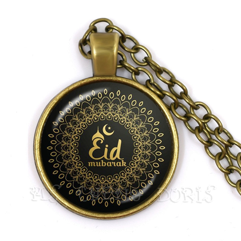KanDam-Arabic Muslim Islamic God Allah Pendant Necklace 25mm Glass Dome Cabochon Jewelry Ramadan Gift For Friends