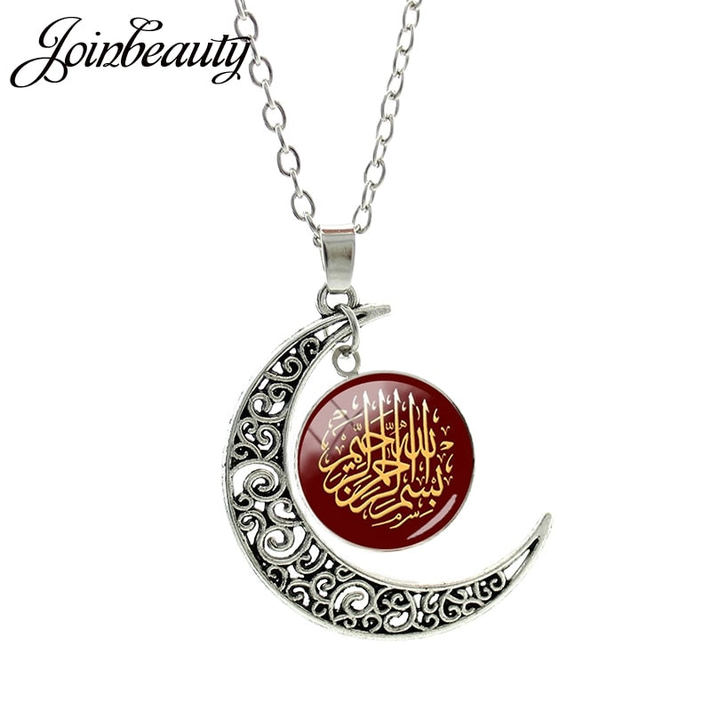 KanDam-JOINBEAUTY Islamic Muslims Allah Pattern Moon Necklace