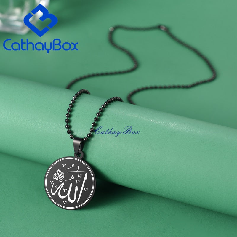 KanDam-Personalized Name Engrave Stainless Steel Islamic God Allah Pendant Necklace Jewelry
